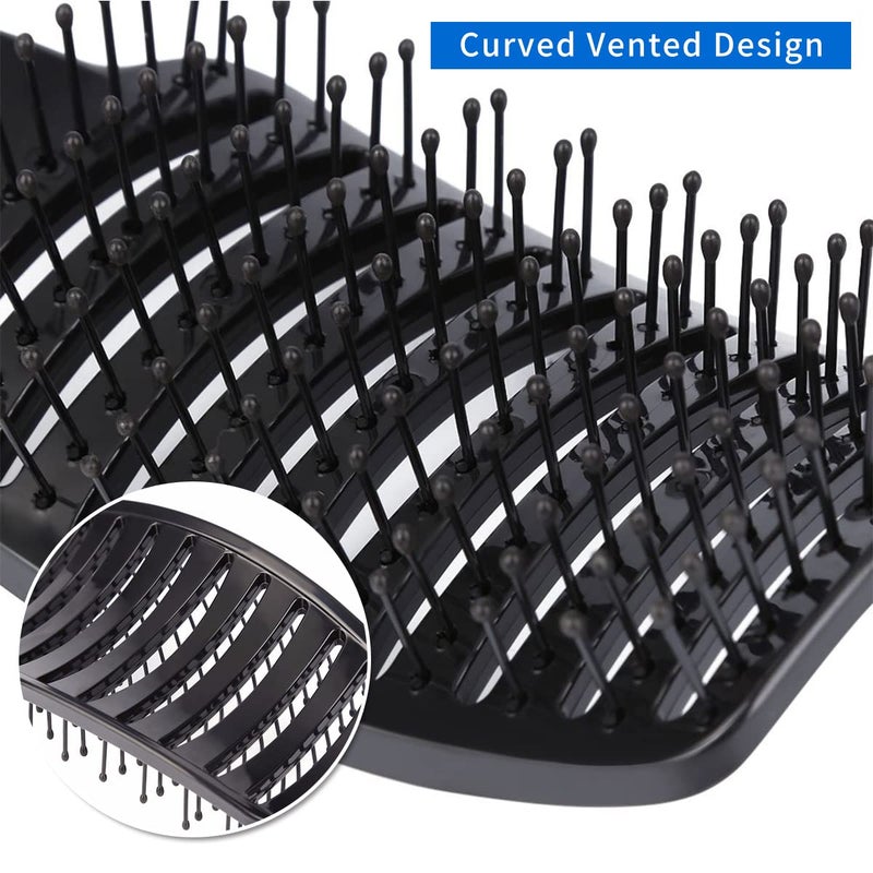 eyxformula 2 Pc Curved Vented Hair Brushes for Women, Eyxformula Anti Frizz Hair Detangling Brush for Long Thick Curly Hair, Paddle Blow Fast Drying Hair Detangler Wet Hair Brush Styling Tool - Image 3