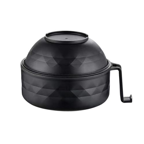 MIIDNTLX Microwave Ramen Bowl,Microwave Ramen Cooker,Mixing Salad Rice Pasta Fruit Instant Noodles Soup Food Kitchen Plastic Plates Bowls with Lid Set College Dorm Room Essentials,Black - Image 1