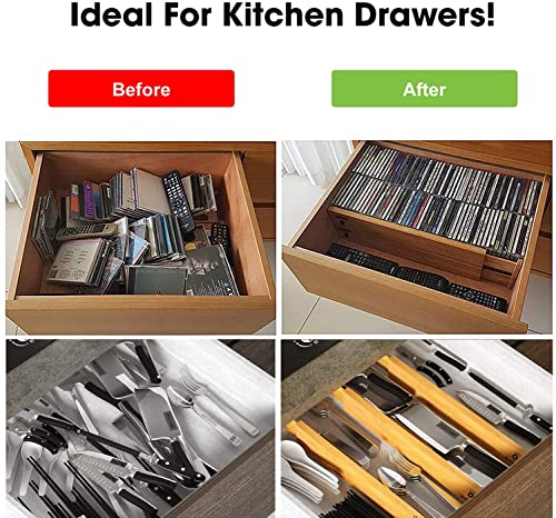 ANTOWIN Bamboo Drawer Dividers Organizers 16pcs, Expandable Drawer Separators Splitter, 17-22 inches Long Adjustable Spring-loaded Organizer for Large Utensil, Clothes, Tools Drawers (8+8) - Image 2