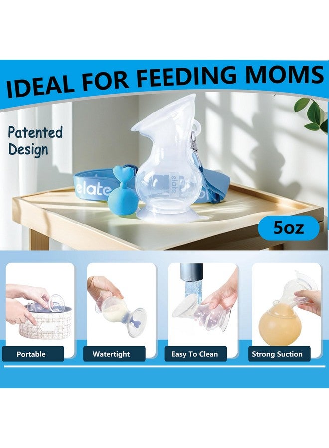 إيلات مضخة ثدي يدوية من Elate للرضاعة الطبيعية | جامع حليب سيليكون مع سدادة مانعة للتسرب للأمهات المرضعات | يُعزز إنتاج الحليب | خالٍ من مادة BPA وPVC، ومؤهل لـ FSA HSA - 5 أونصات (أزرق) - Image 2