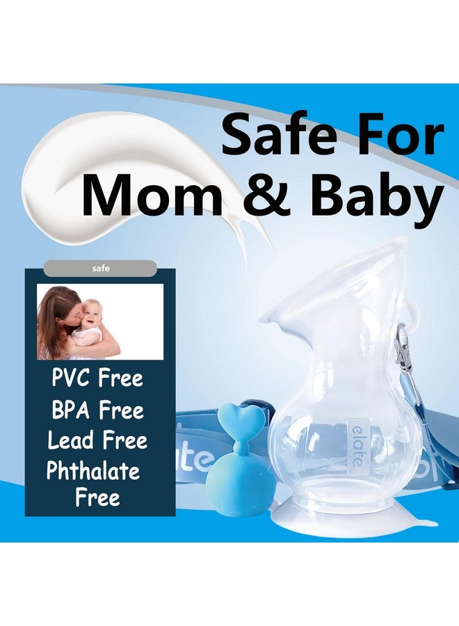 إيلات مضخة ثدي يدوية من Elate للرضاعة الطبيعية | جامع حليب سيليكون مع سدادة مانعة للتسرب للأمهات المرضعات | يُعزز إنتاج الحليب | خالٍ من مادة BPA وPVC، ومؤهل لـ FSA HSA - 5 أونصات (أزرق) - Image 1