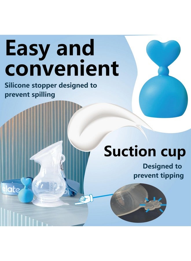 إيلات مضخة ثدي يدوية من Elate للرضاعة الطبيعية | جامع حليب سيليكون مع سدادة مانعة للتسرب للأمهات المرضعات | يُعزز إنتاج الحليب | خالٍ من مادة BPA وPVC، ومؤهل لـ FSA HSA - 5 أونصات (أزرق) - Image 4