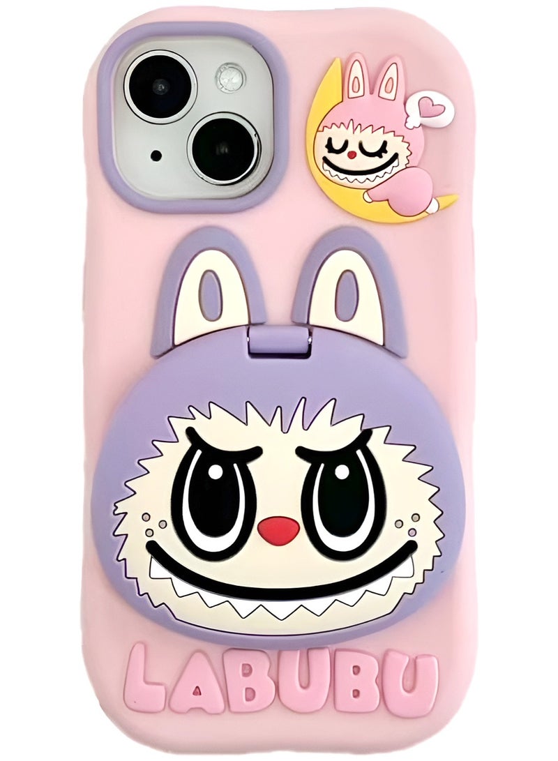 LABUBU Labubu Case for iPhone 12 Pro Max, Flip Mirror Stand Holder Cute Cartoon Cover for iPhone 12 Pro Max Shockproof Stylish Protective Case for iPhone 12 Pro Max  - Image 1