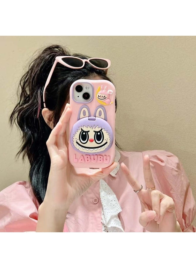 LABUBU Labubu Case for iPhone 12 Pro Max, Flip Mirror Stand Holder Cute Cartoon Cover for iPhone 12 Pro Max Shockproof Stylish Protective Case for iPhone 12 Pro Max  - Image 5