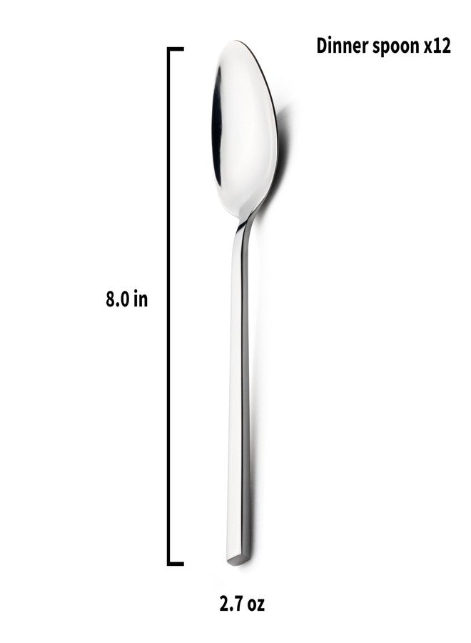 Alata Cube 12-Piece Forged Dinner Spoons Stainless Steel, Mirror Finish, Dishwasher Safe - Image 3