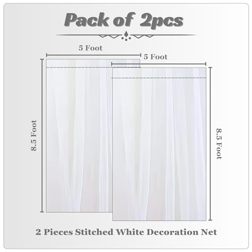 1iAM 2pcs White Decoration Net - Large Size, Stitched with Ribbon, Nylon Made, Reusable, Soft, Wrinkled Free, 8.5x5ft Each, Backdrop Net for Birthday, Anniversary, Wedding, Haldi Party Decoration - Image 2