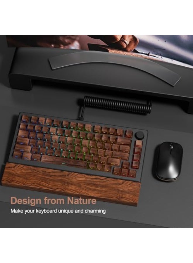 Side Printed PBT Keycaps - 132 Keys Brown DoubleShot Marbling Cherry Profile for Mechanical Keyboards - Walnut - Image 2