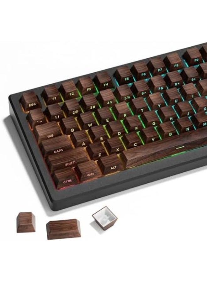 Side Printed PBT Keycaps - 132 Keys Brown DoubleShot Marbling Cherry Profile for Mechanical Keyboards - Walnut - Image 1