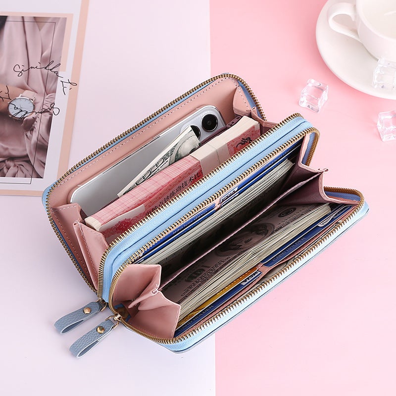 Multifunctional Solid Color PU Leather Wallet, RFID Blocking Design Portable Daily Storage Purse for Cards Cash Coin Business Use - Image 3