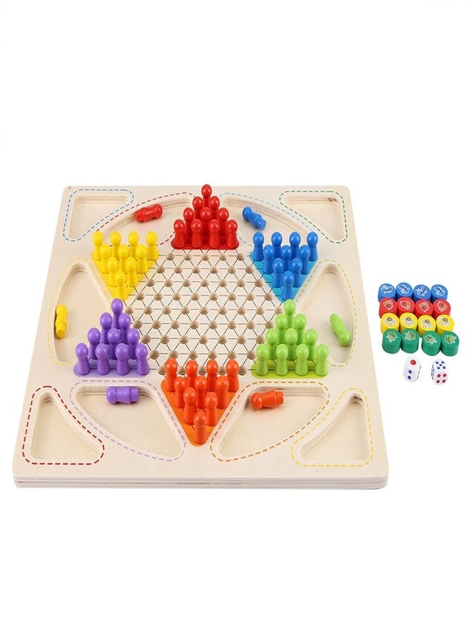 Little Mind KNK - Chinese Checker Board & Ludo 2 in 1 Premium Wooden Classic Board Game for Adults and Kids Superb Family Office Game | Picnic Toys 3+ Years (2 in 1 Checkers Ludo) - Image 1