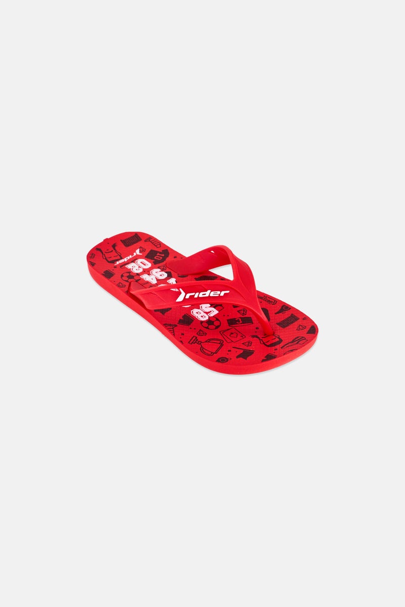 RIDER Kids Boy Street Ole Slip On Slippers, Red - Image 1