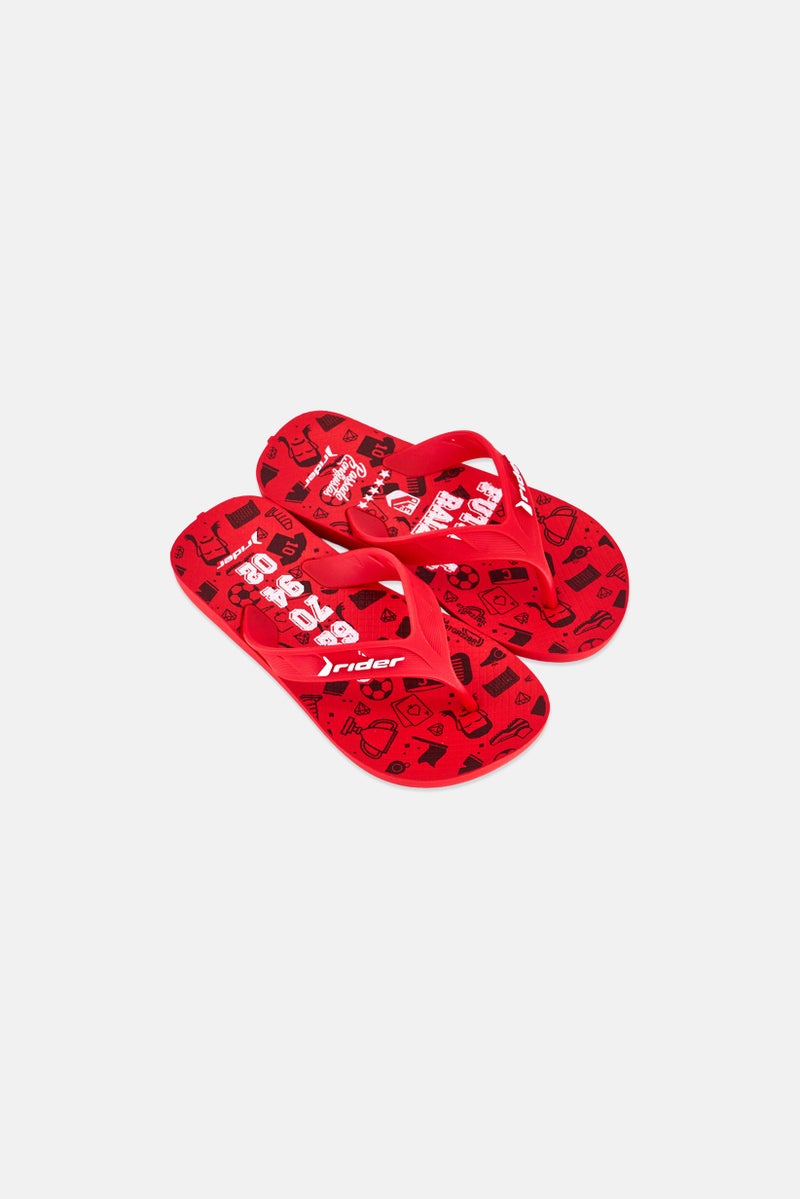 RIDER Kids Boy Street Ole Slip On Slippers, Red - Image 2