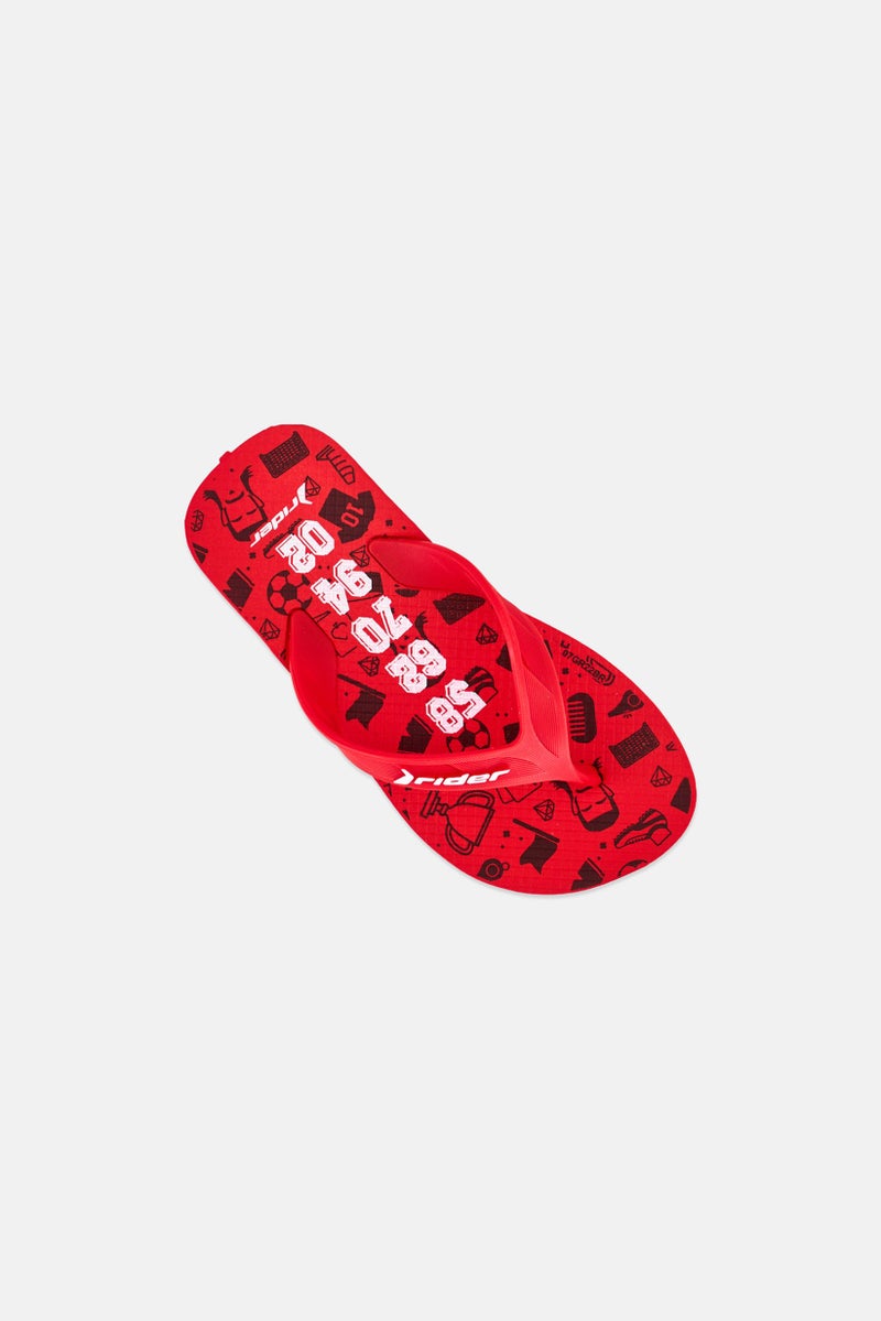 RIDER Kids Boy Street Ole Slip On Slippers, Red - Image 4