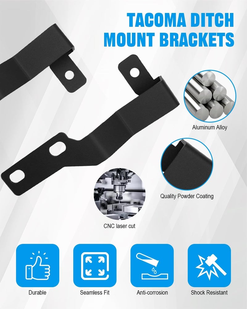 NORTHYUN LED Ditch Light Mount Hood Hinge Mounting Bracket Compatible with Toyota Tacoma 2005-2015 - Image 4