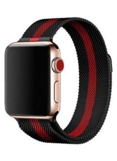 Milanese Loop Stainless Steel Replacement Band For Apple Watch Series 7/6/SE/5/4/3/2/1 - 42/44/45mm Black/Red