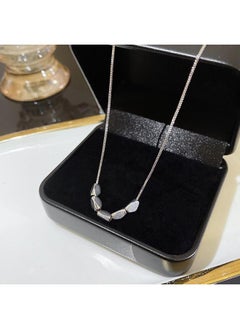 Generic South Korea Silver Titanium Steel Necklace For Girls Versatile High Sense Niche Pearl Butterfly Pendant Clavicle Chain Jewelry 