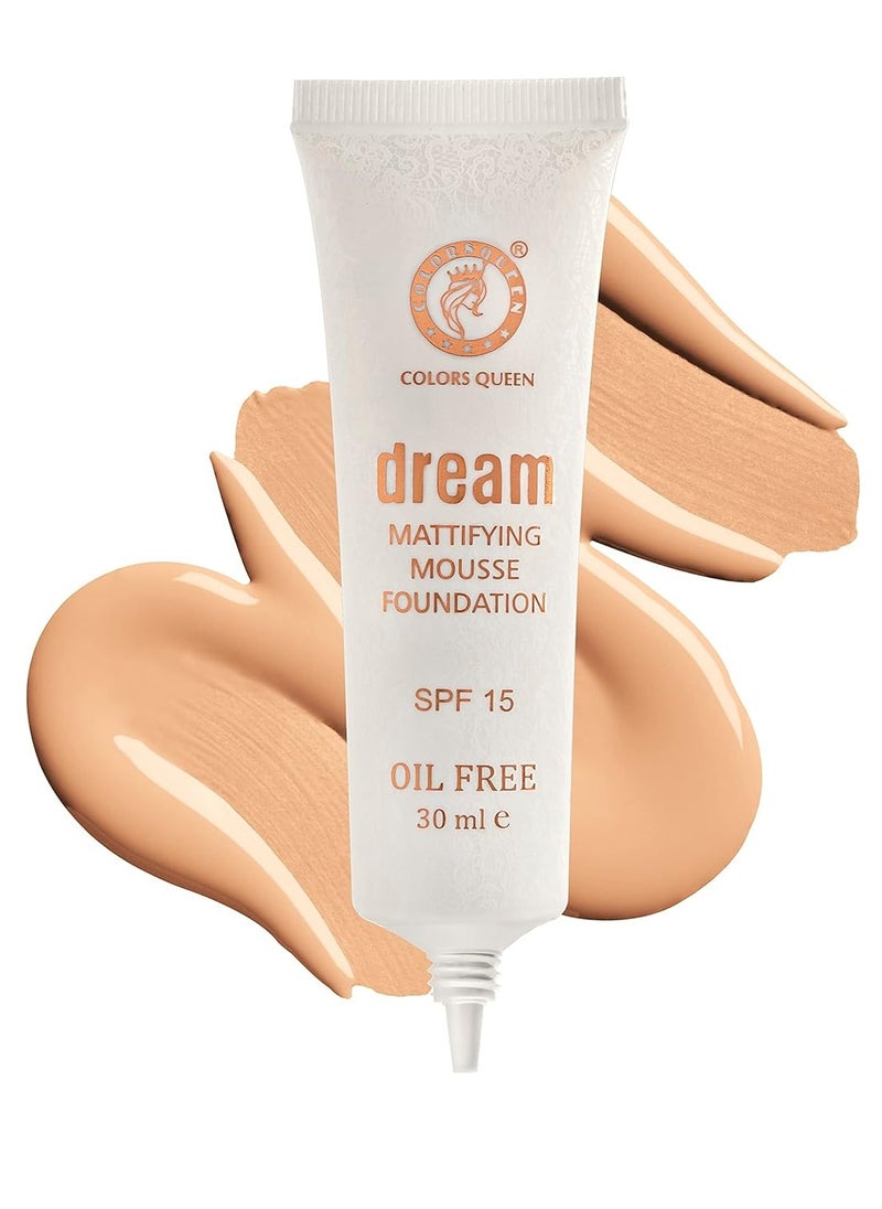 COLORS QUEEN Dream Mattifying Mousse Foundation Oil Free Matte Finish SPF15 Long Lasting Lightweight Buildable Coverage Face Makeup 04 - Custard  - Image 1