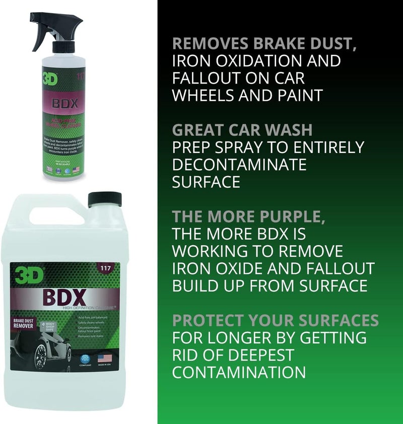3D BDX Iron Remover – Fast Acting Fallout & Brake Dust Cleaner | Purple Color-Changing Spray for Wheels & Paint | Acid-Free | Made in USA | Car Detailing | 1 Gallon - Image 1