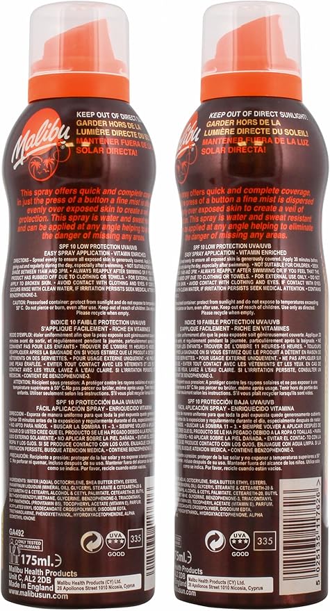 Malibu Sun SPF 30 Continuous Lotion Spray Sunscreen Vitamin Enriched Water Resistant 175ml - Image 2