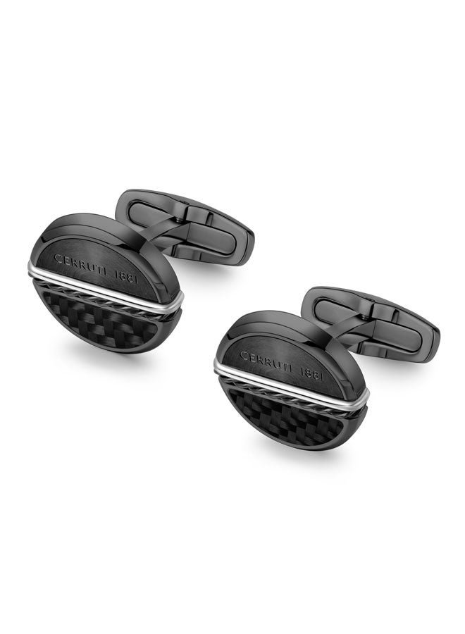 CERRUTI 1881 Halves Cufflinks for Men Dual Texture Design with Insignia  - Image 3
