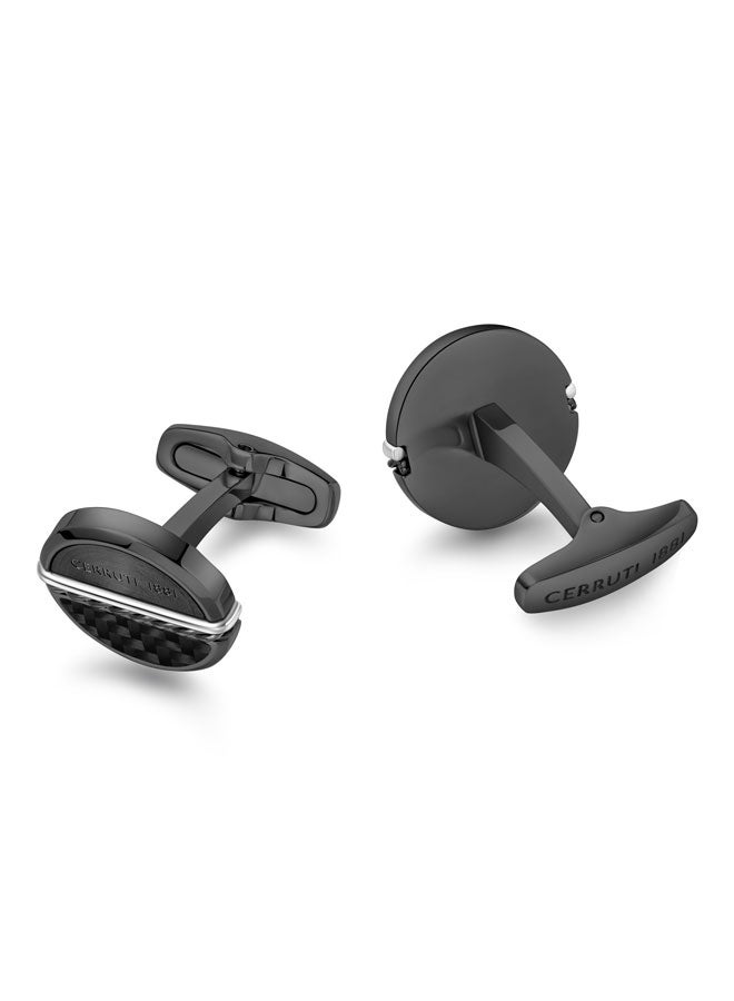 CERRUTI 1881 Halves Cufflinks for Men Dual Texture Design with Insignia  - Image 4
