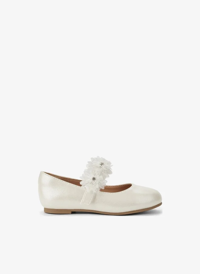 JUNIORS Girls Floral Accent Ballerina Shoes