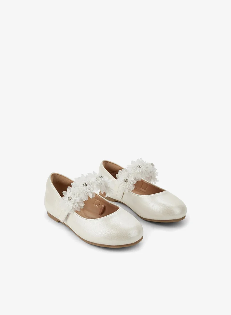 JUNIORS Girls Floral Accent Ballerina Shoes