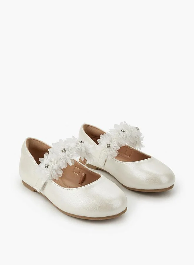 JUNIORS Girls Floral Accent Ballerina Shoes