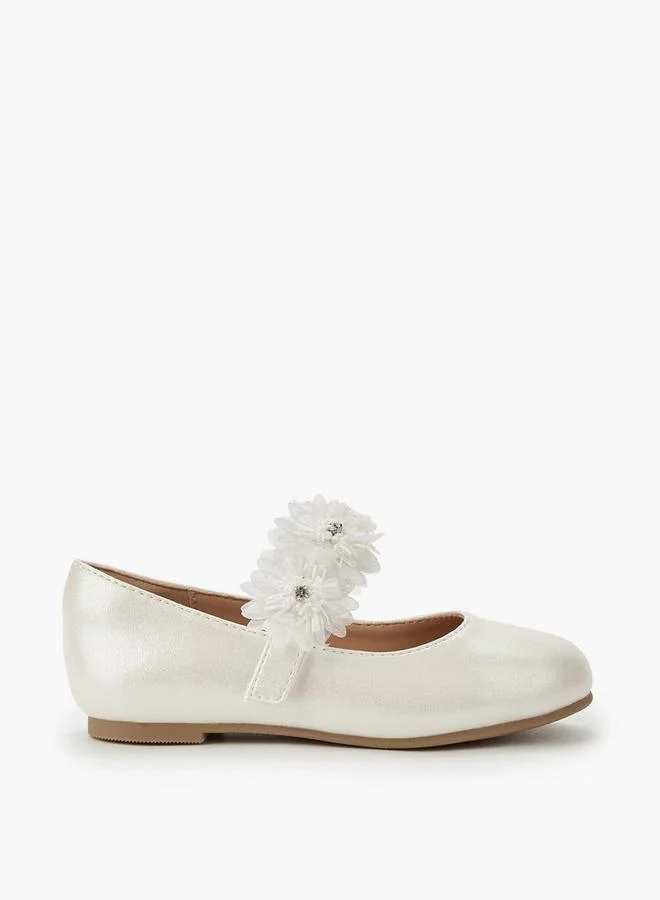 JUNIORS Girls Floral Accent Ballerina Shoes