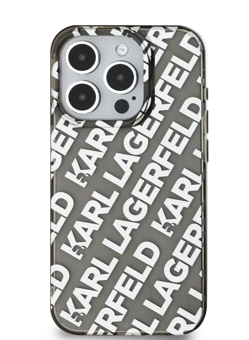 Karl Lagerfeld IML Repeat Logo Hard Case for iPhone 16 Pro Max / Drop protection / Slim Profile / Lightweight /Easy Snap-On / Comfortable Grip - Silver