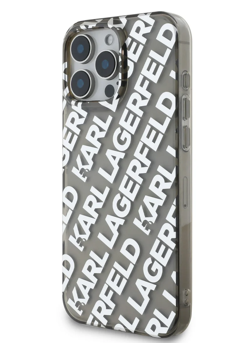 Karl Lagerfeld IML Repeat Logo Hard Case for iPhone 16 Pro Max / Drop protection / Slim Profile / Lightweight /Easy Snap-On / Comfortable Grip - Silver