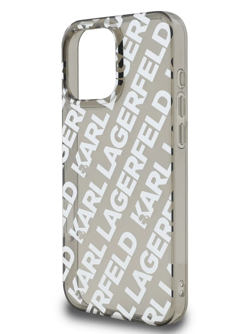 Karl Lagerfeld IML Repeat Logo Hard Case for iPhone 16 Pro Max / Drop protection / Slim Profile / Lightweight /Easy Snap-On / Comfortable Grip - Silver