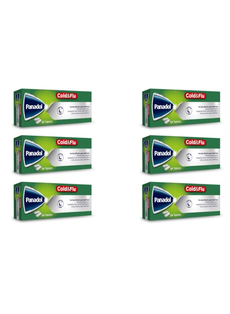 بانادول أقراص البرد والإنفلونزا 24 قرصًا ليليًا 6 أقراص