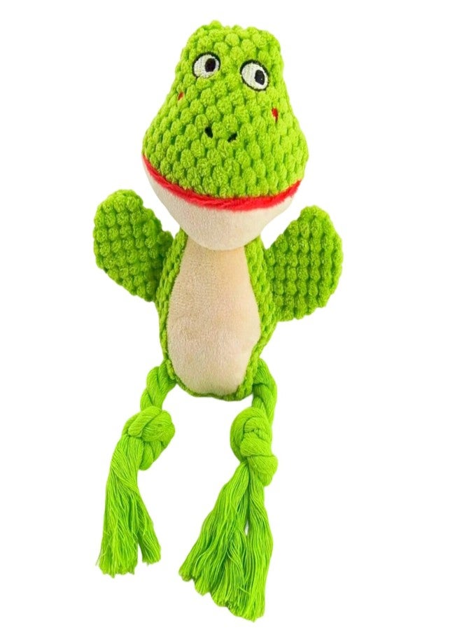 TONYFY Plush Squeaky Knot Dog Toys for Puppy, Small, Medium Dogs, Cute Stuffed Animal Shaped Interactive Chew Toys with Rope Knots, Squeaker, Crinkle Paper (Green Frog) - Image 1