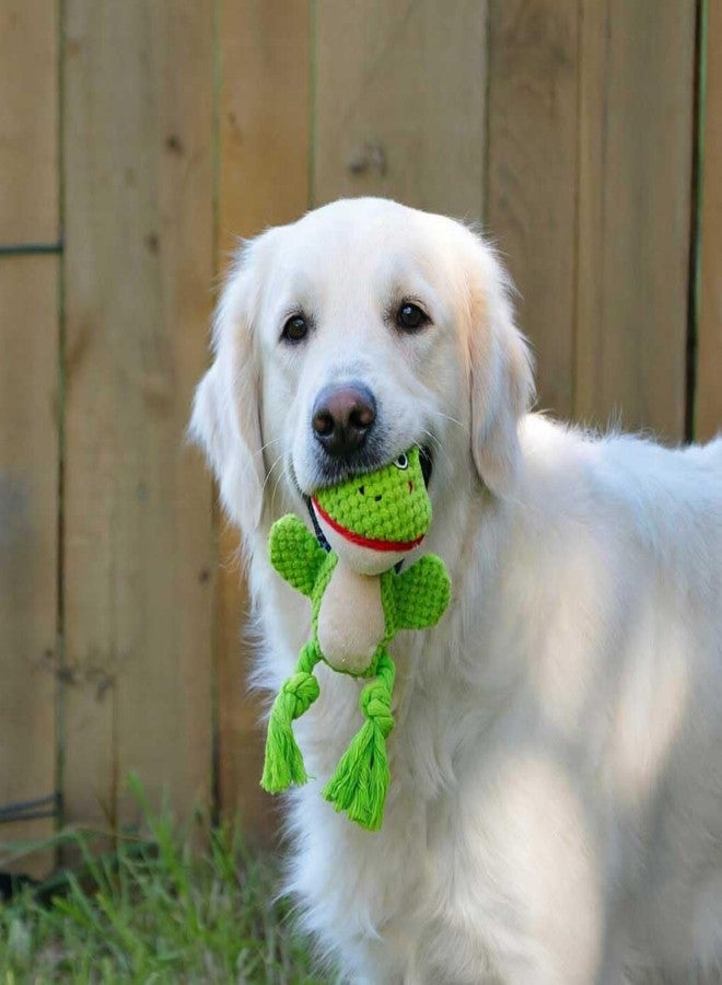 TONYFY Plush Squeaky Knot Dog Toys for Puppy, Small, Medium Dogs, Cute Stuffed Animal Shaped Interactive Chew Toys with Rope Knots, Squeaker, Crinkle Paper (Green Frog) - Image 5