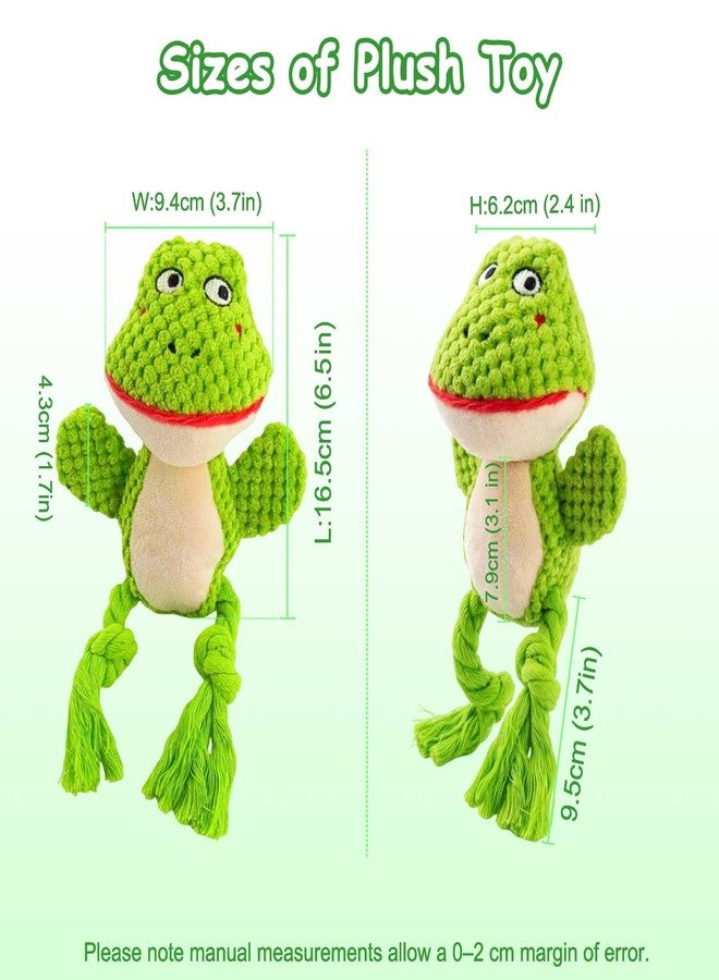 TONYFY Plush Squeaky Knot Dog Toys for Puppy, Small, Medium Dogs, Cute Stuffed Animal Shaped Interactive Chew Toys with Rope Knots, Squeaker, Crinkle Paper (Green Frog) - Image 3