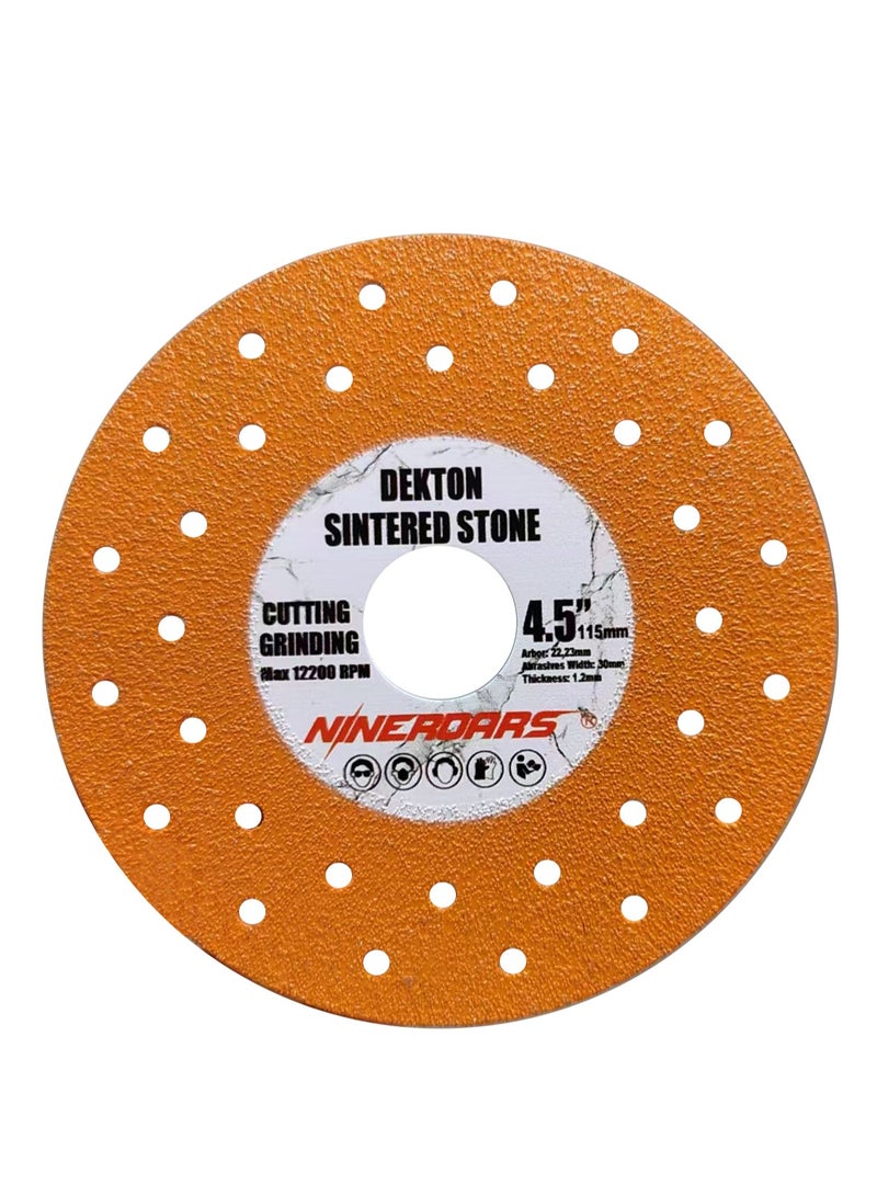 NINEROARS 4-1/2" Ultra-Thin Rock Slab Cutting Disc for Angle Grinder, Indestructible Diamond Chamfered Saw Blades for Cutting and Grinding Ceramic, Marble, Tile - Image 1