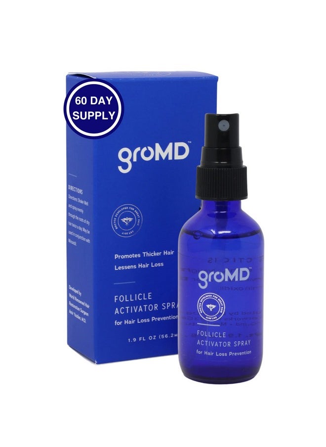 GroMD - Hair Loss Serum Hair Growth Treatment Regrowth Follicle Activator Spray Argan Oil Biotin & Caffeine Thickening Doctor Developed Dht Blocking Ingredients 60 Day Supply - Image 1