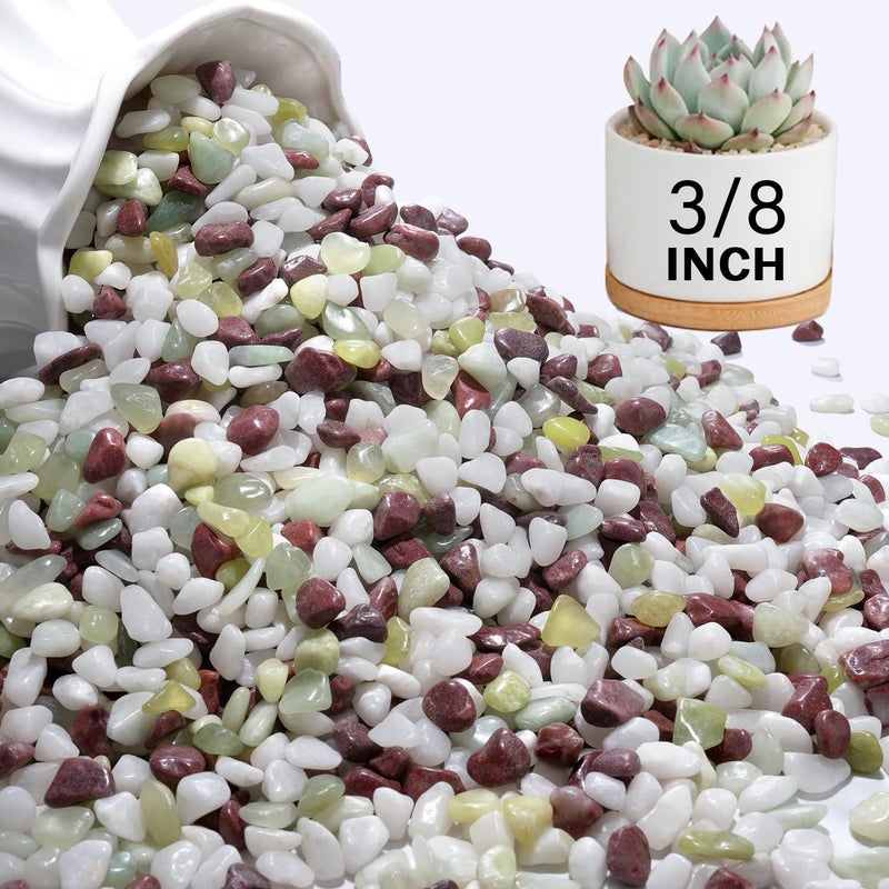 NUPICK 3 lbs Pebbles for Indoor Plants, 3/8 Inch Pea Gravel for Fish Tank, Polished Decorative Rocks for Succulent, Natural River Stones for Vases, Cactus, Landscaping, Bird Bath, Colorful Mixed - Image 1