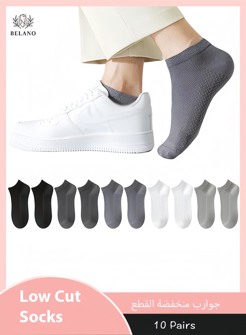 BELANO Men’s Running Ankle Socks, 10 Pairs, Low-Cut Athletic Socks, Mesh Breathable, Moisture-Wicking, Lightweight, Odor-Control, EU 38-46 - Image 1