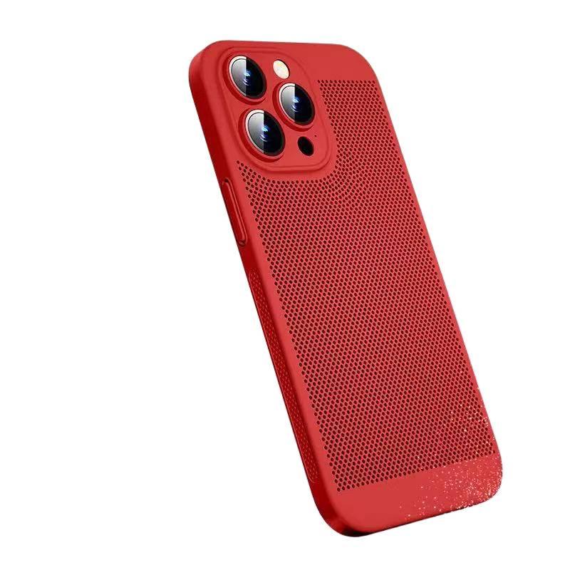 غطاء واقي بPC لـ iPhone 15 / 15 Plus / 15 Pro / 15 Pro Max مع مقاوم للصدمات وحماية من السقوط مع مقاوم للصدمات مع ملمس غير لامع مع تبديد الحرارة باللون أحمر باللون الأحمر - Image 1