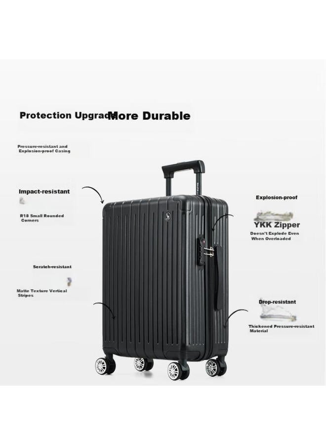 Oiwas Suitcase Men's Trolley Case Women's Large Capacity Travel Case Lightweight Universal Aircraft Wheel 24-inch Password Case Knight Black - Image 1