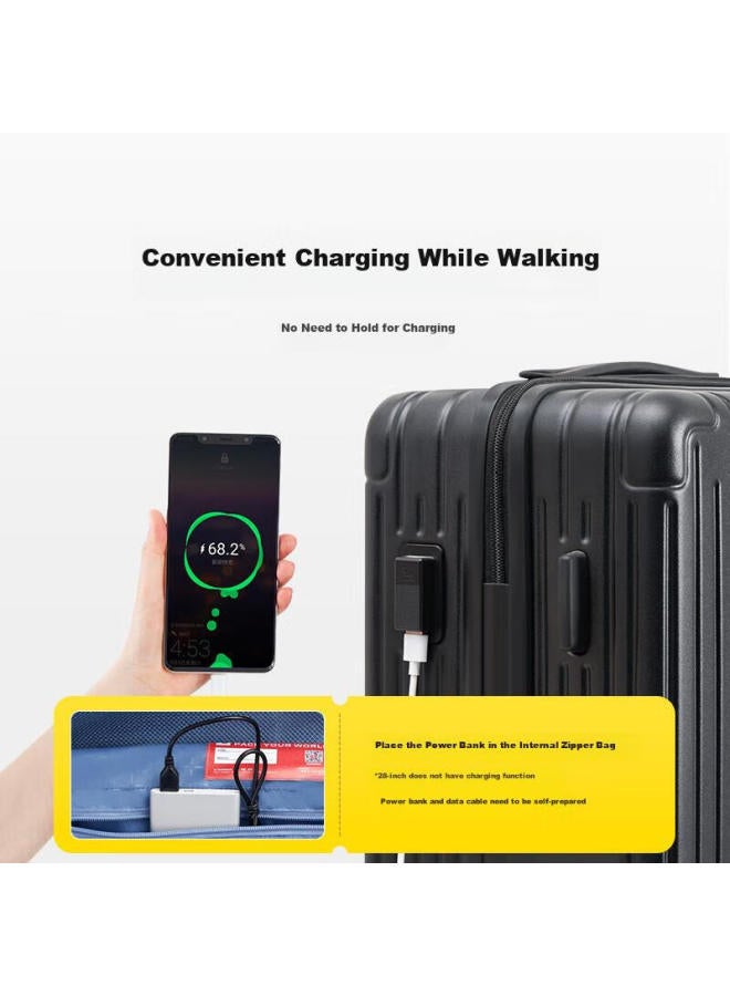 Oiwas Suitcase Men's Trolley Case Women's Large Capacity Travel Case Lightweight Universal Aircraft Wheel 24-inch Password Case Knight Black - Image 3