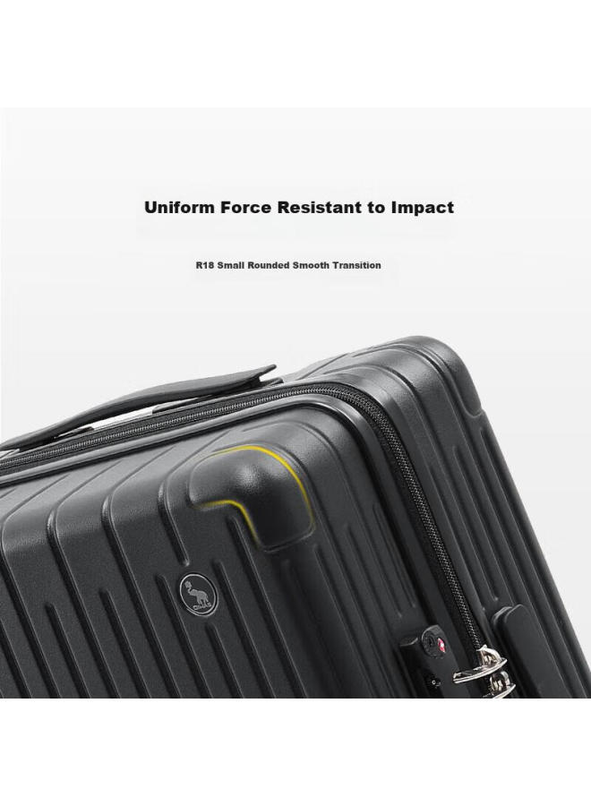 Oiwas Suitcase Men's Trolley Case Women's Large Capacity Travel Case Lightweight Universal Aircraft Wheel 24-inch Password Case Knight Black - Image 4