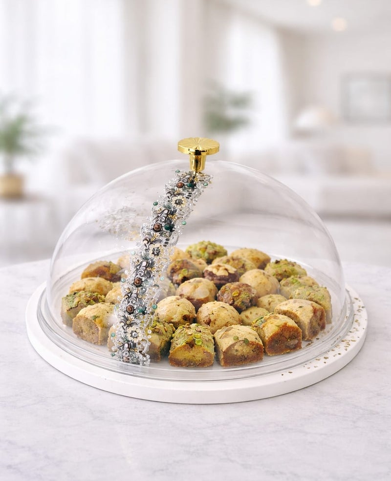 Radin Elegant Cake Stand with Transparent Dome Cover – Premium Dessert Serving Tray for Cakes, Sweets & Bakery Items - Image 1