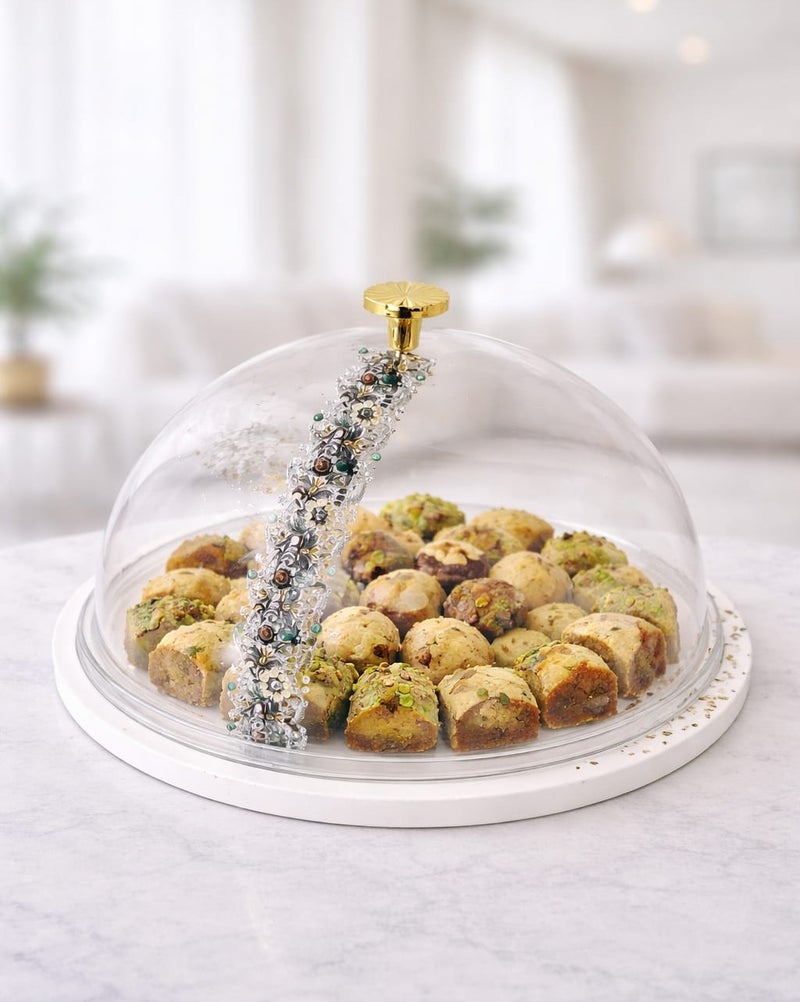 Radin Elegant Cake Stand with Transparent Dome Cover – Premium Dessert Serving Tray for Cakes, Sweets & Bakery Items - Image 2