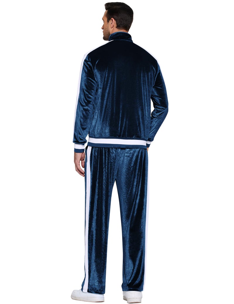 COOFANDY Mens 2 Piece Velour Tracksuit Velvet Sweatsuit Casual Jogging Suits Jacket and Pants Set - Image 4
