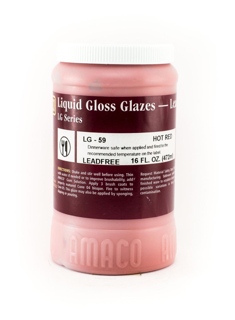 Amaco Liquid Gloss Glaze Hot Red LG-59 Low Fire Lead Free for Pottery and Ceramic - Image 1