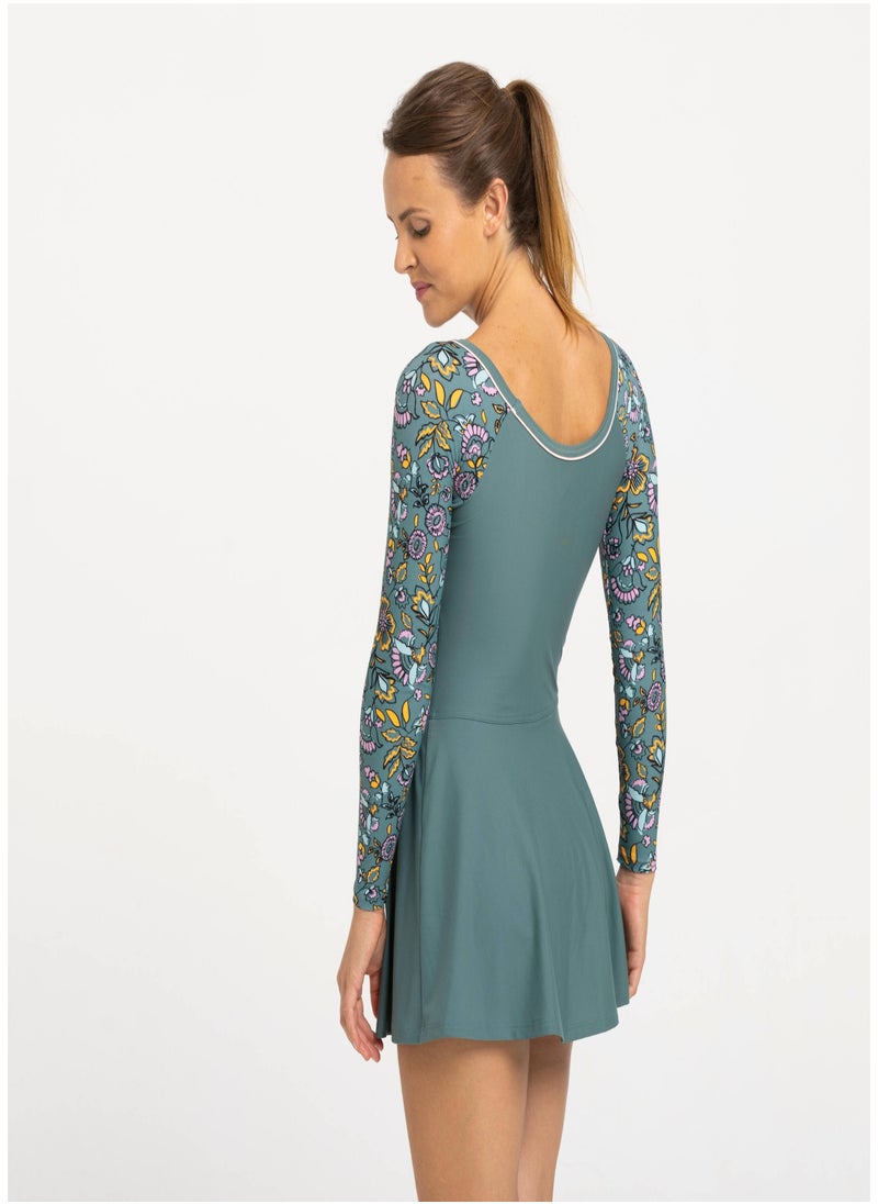 NABAIJI NABAIJI by DECATHLON, Women's 1-Piece Swimsuit Una Sleeve Light Secure Fit & Quick-Dry Green  - Image 3