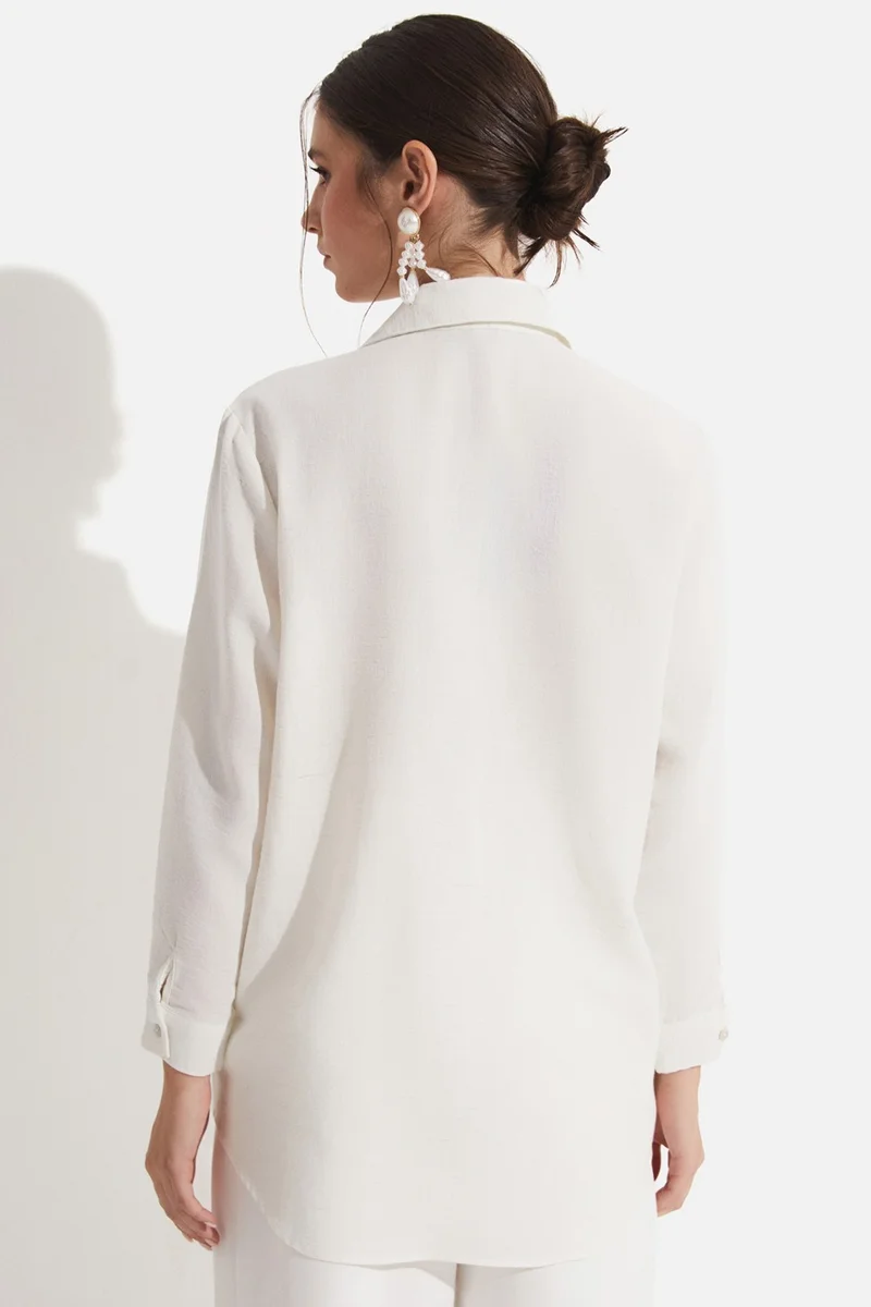 JUNE Women's Exclusive Oversize/loose Cut Embroidered Detailed Shirt